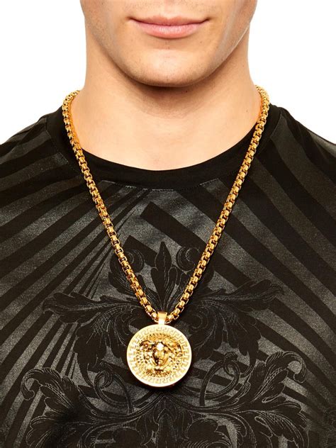 mens silver versace necklace|Versace gold jewelry for men.